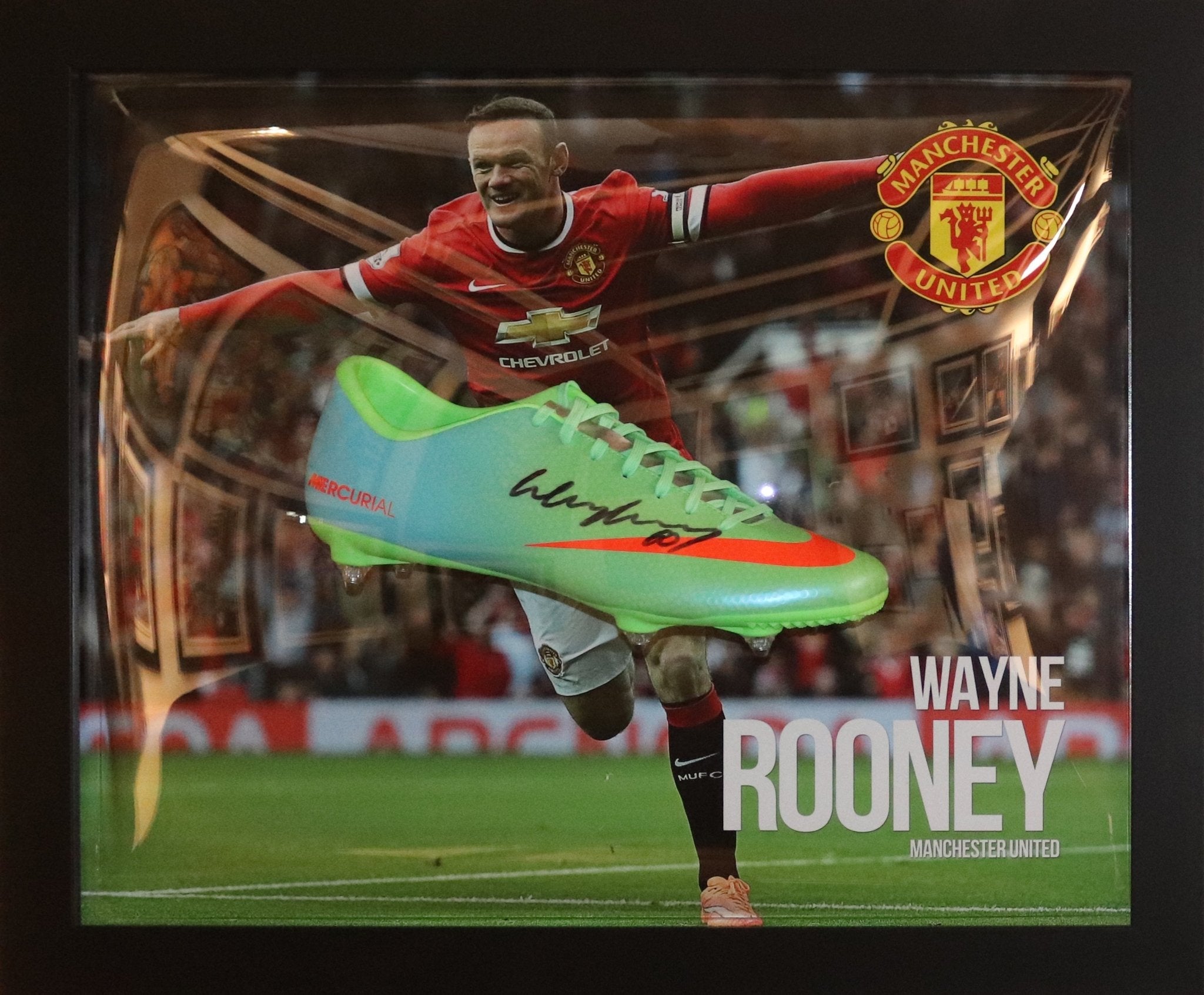 Rooney Signed Man United Boot Framed Display - Memorabilia Framers Shop